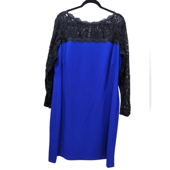 18W ADRIANNA PAPELL Lace Lined Evening Cocktail Midi Dress - Picture 3 of 6